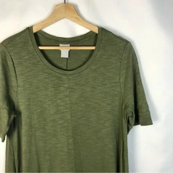 Chico's Hunter Green Seamed Tee Midi Short Sleeve Dress 0/S - Picture 3 of 4